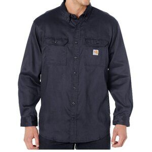 New! Carhartt navy Flame Resistant FR Classic Twill Button Down 35819